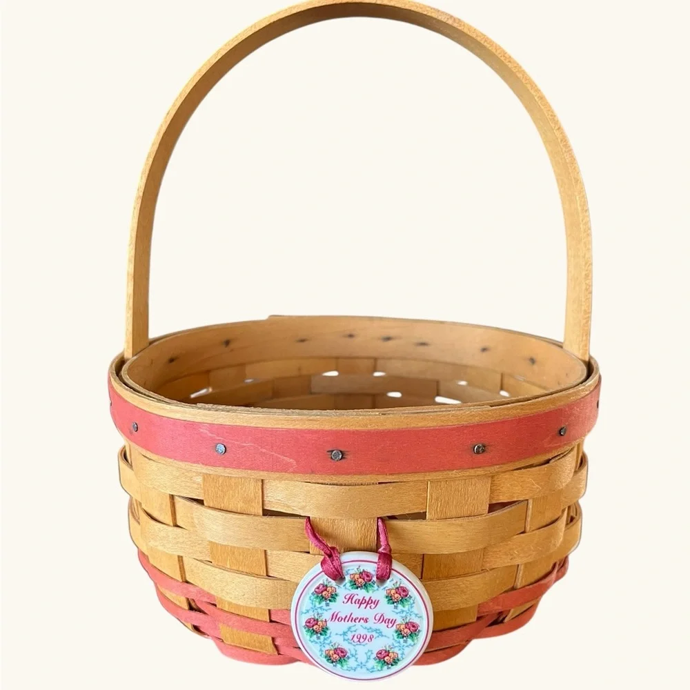 Vintage Longaberger Mauve and Tan Happy Mother’s Day 1998 Basket